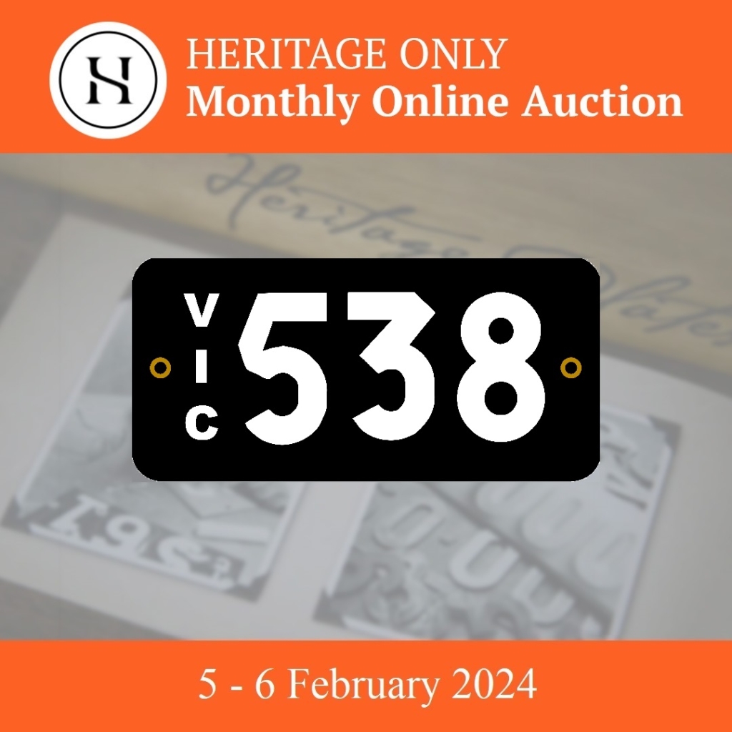Lot 5 Victorian Heritage Number Plate 538 Heritage Only